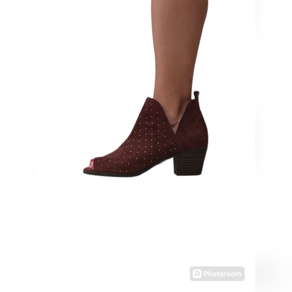 Lucky Brand Barlenna Studded Peep Toe Booties Size 8.5 - Picture 7 of 7